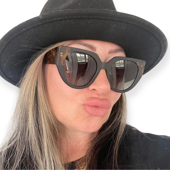 DIFF Ivy Sunglasses Polarized Matte Black Tortoise Frame Grey Gradient Lens NIB - Picture 9 of 14